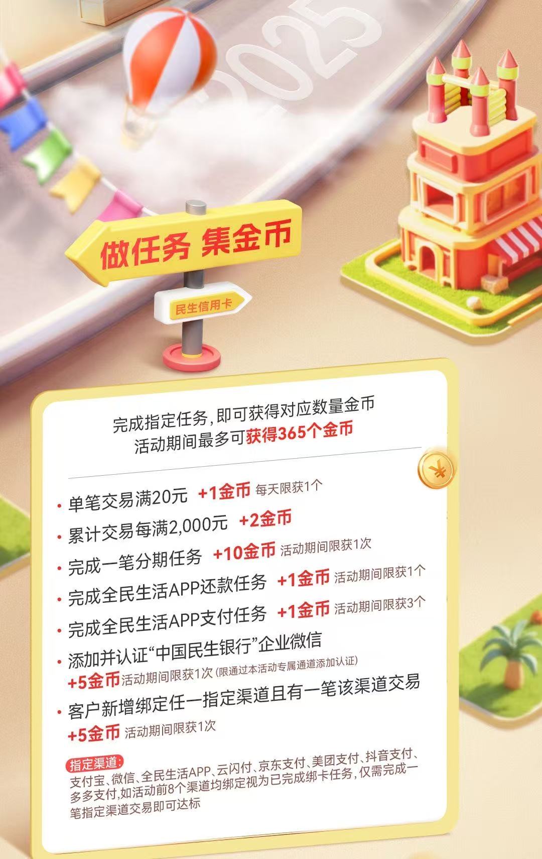 民生银行信用卡瓜分百万还款金（25年5月6月）